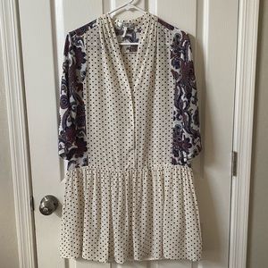 Sandro Silk Dress White with Polka Dots and Paisley Women’s 3